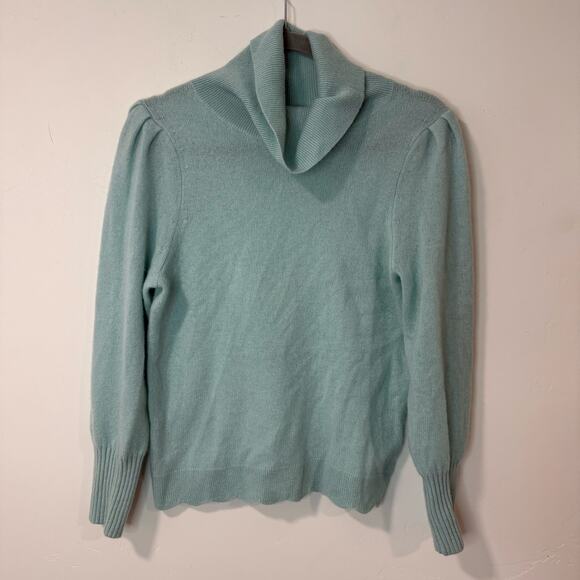 White + Warren Women's Cashmere Sweater Turtleneck Blue Small - Picture 1 of 6